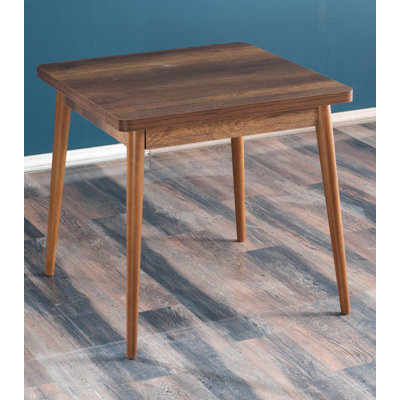 Modern Walnut Dining Table, 31.5 x 31.5 x 30.1 inches | 100% Melamine Coated Particle Board, Thickness: 0.7 inches | Sturdy Wooden Legs | Perfect for Contemporary Dining Spaces, Elegant Brown Finish