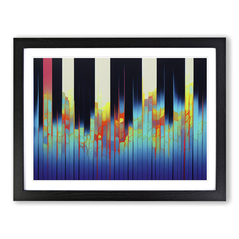 Audio Equalizer Abstract - Single Picture Frame Print, Black , 46cm H x 64cm W