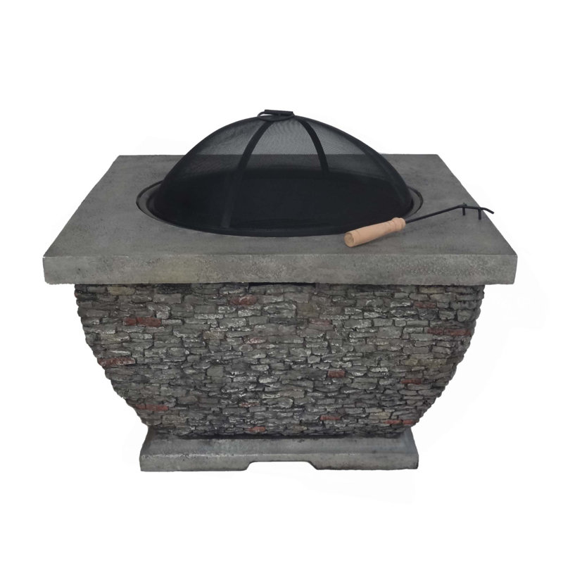 Light-Weight Concrete Wood Burning Square Fire Pit