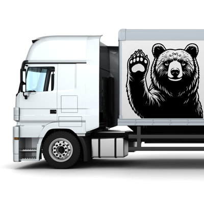 Bear Waving With Hand Truck Vinyl Graphics, Truck Side Wrap, Carbon Fibre Car Sticker Car Sticker Truck Decal, 3D Car Decal, Car Decal 317RS