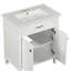 Meuble-lavabo de 30 po avec lavabo en céramique, portes à fermeture en douceur et tablettes réglables-1027361601