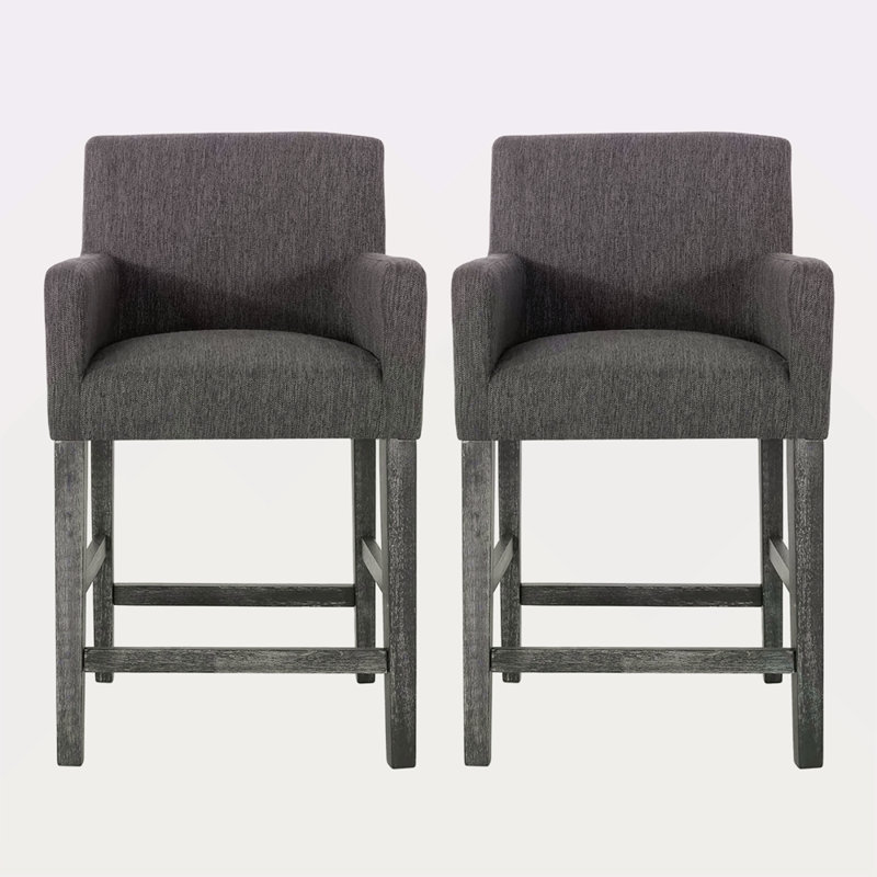 Upholstered 30.5 Inch Counter Stools - , Grey, Grey, 2