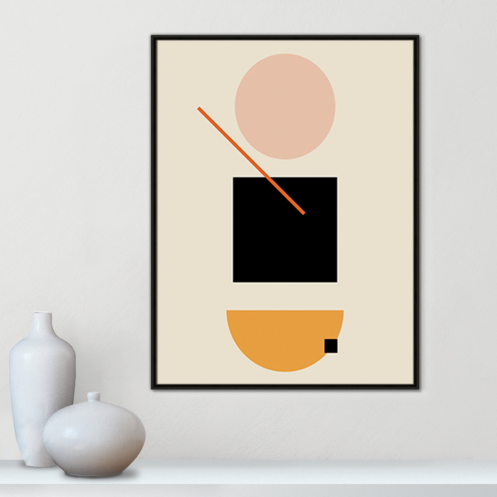 Simple Shapes Print, Espresso Framed, 41.5" H x 31.5" W x 2" D