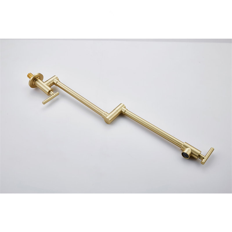 Wall Mount Folding Kitchen Pot Filler Faucet, Brushed Gold