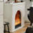 Beige Manufactured Wood Electric Fireplace