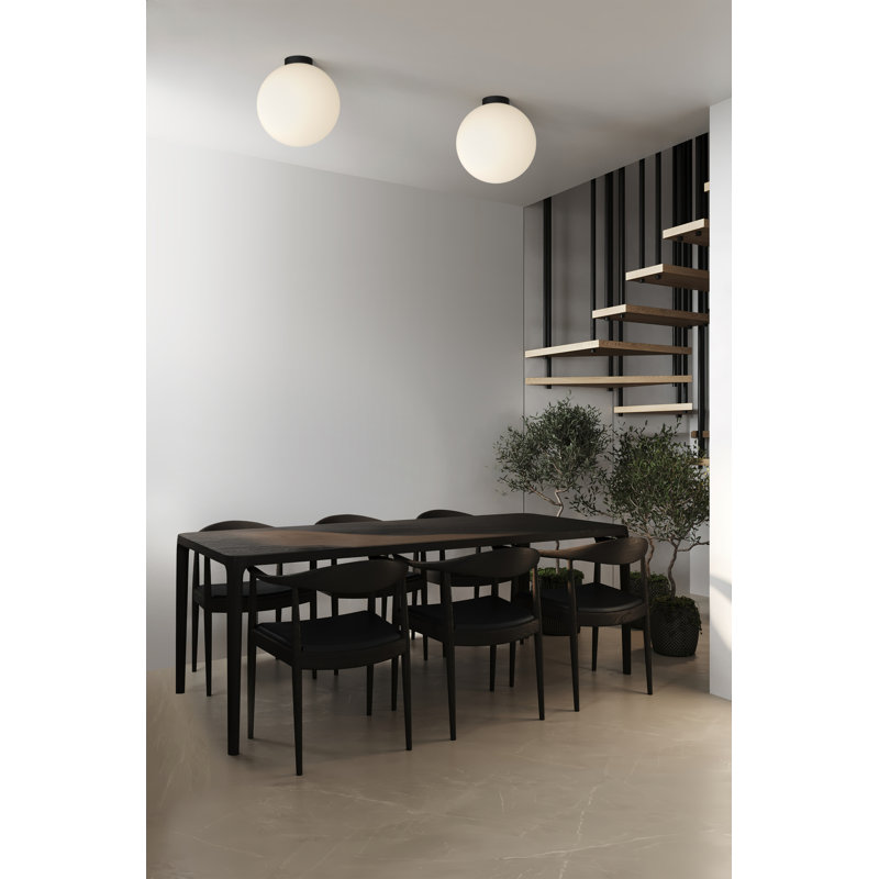 Bola Sphere Globe Flush Mounted Sconce, Matte Black, 17.6" H x 16" W x 16" D