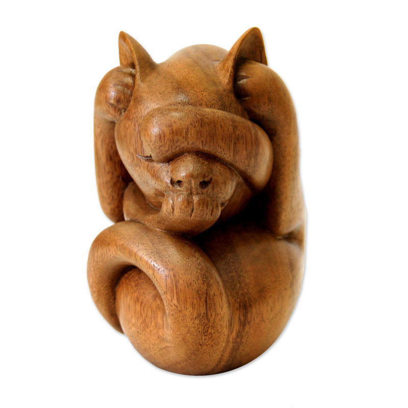 Figurine en bois pour chat yogi Jasia