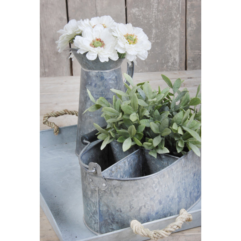 Old Zinc Oval Basket with Storage (Small)