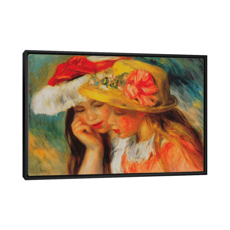 "Deux soeurs" par Pierre-Auguste Renoir, reproduction d'art sur toile, H 18 po x l 26 po x P 1,5 po, Toile avec cadre noir