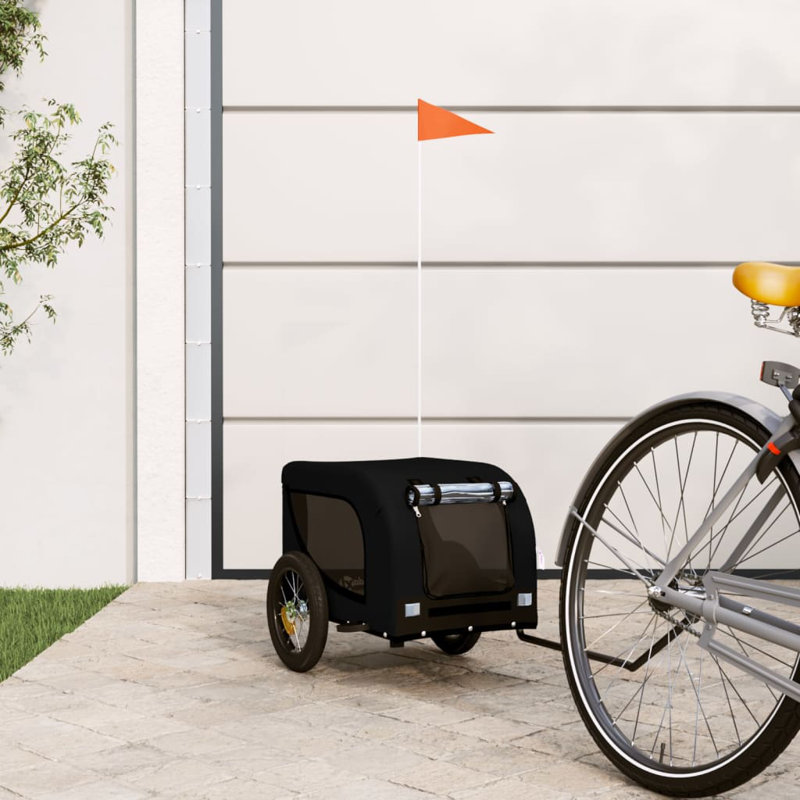 Pet Bike Trailer Oxford Fabric and Iron, Black, 80cm H x 55cm W x 133.5cm D