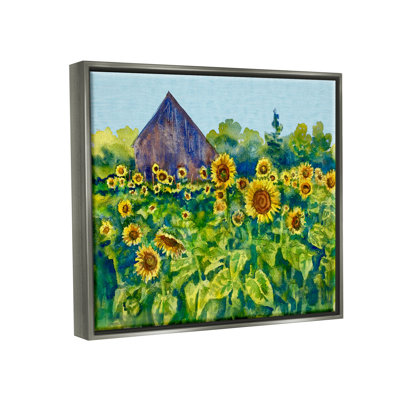 «Red Barrel Studio® Sunflower Field», peinture encadrée sur toile flottante par MB Cunningham