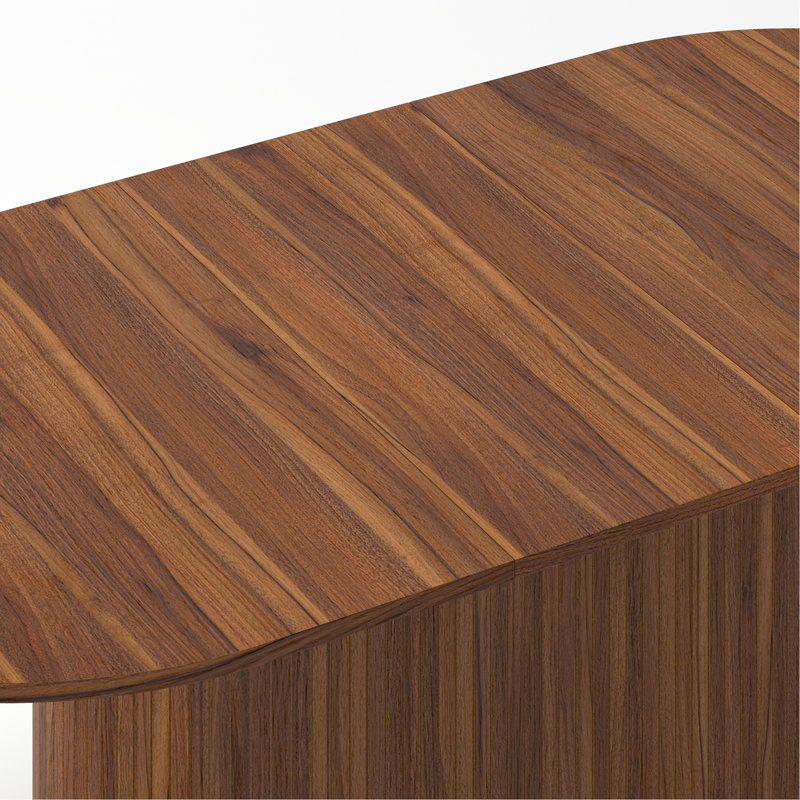 55.11"-70.86" Extendable Dining Table, With Striped Legs For Living Room & Kitchen(Walnut), 29.52" H x 35.43" W x 70.86" D