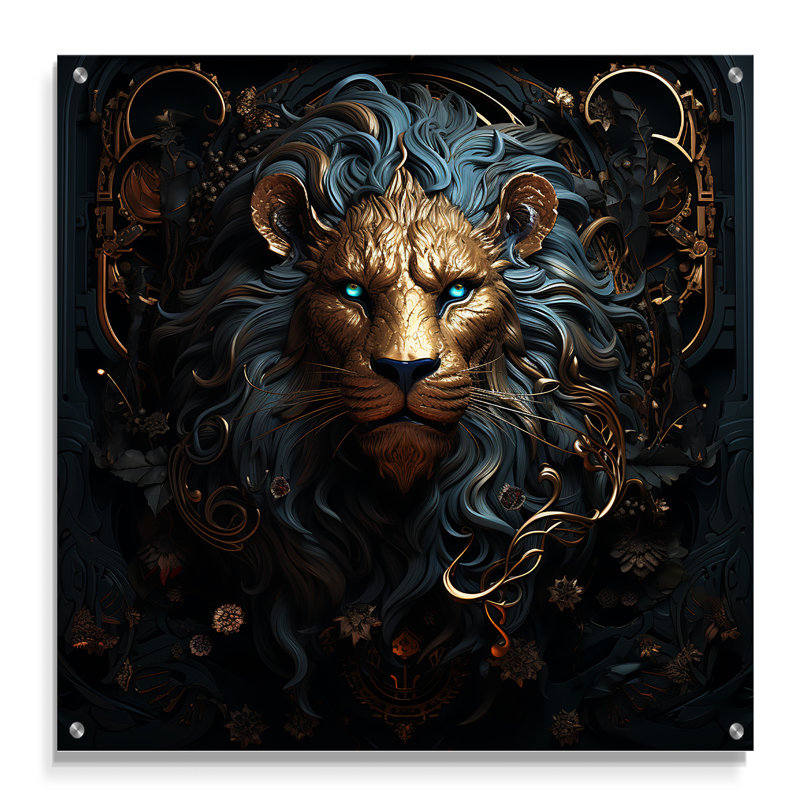 Iona - Lion, art mural acrylique, H 30 po x l 30 po