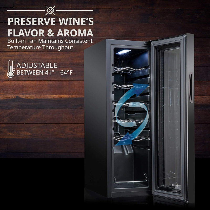 Ivation 9.9'' 12 Bottle Single Zone Freestanding Wine Refrigerator with 5-piece wine gift set