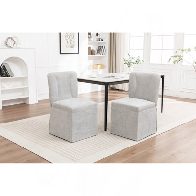 Chaises de salle à manger en lin, chaises d'appoint modernes en tissu pour la salle à manger et la cuisine, avec siège et dossier rembourrés, chaises sans accoudoirs rembourrées pour le salon, ensemble de 2