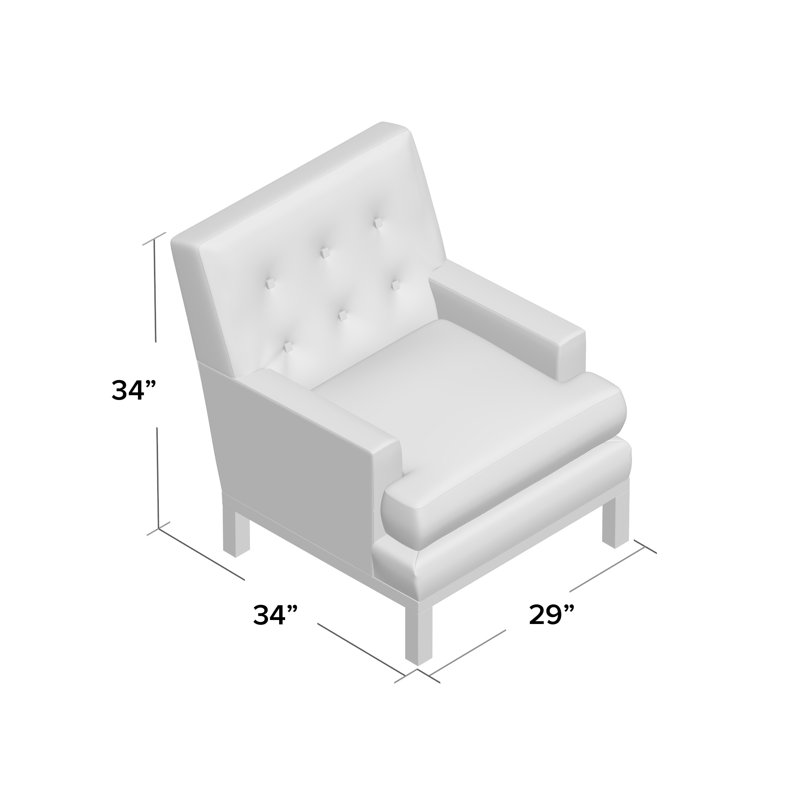 Fauteuil capitonné à coussins 34 po Downtown, gris