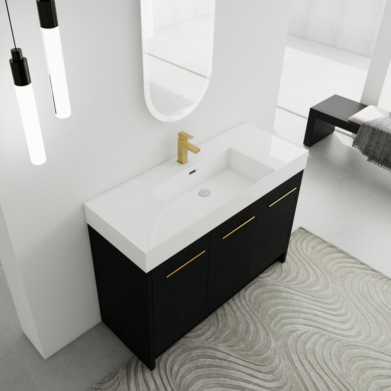 Meuble-lavabo autoportant avec lavabo en résine