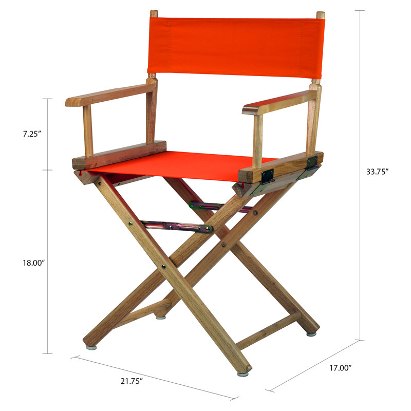 Chaise de réalisateur pliante 18 po, Naturel, Orange