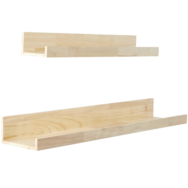 Étagère murale flottante en bois massif 2 pièces Taura, Marron clair