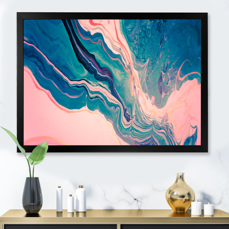 Décoration murale en toile de luxe émeraude et rose marbré, Impression noire sur toile encadrée, H 8 po x l 12 po x P 1 po