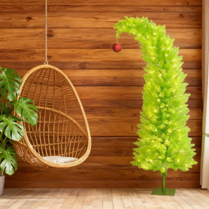 Arbre de Noël avec boule rouge, base en métal, 5'