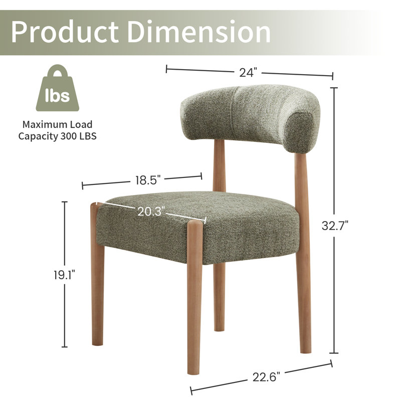 Allegro 19.1'' H Upholstered Side Dining Chair (Set Of 4), Green Polyester, Medium Wood