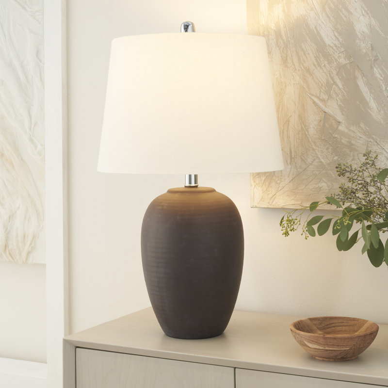 Brejon Ceramic Table Lamp, Brown, White