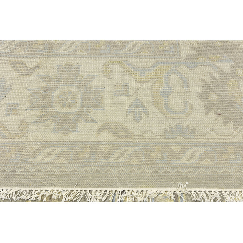 Brownish Grey Floral 9X12 Handmade Oushak Chobi Oriental Rug