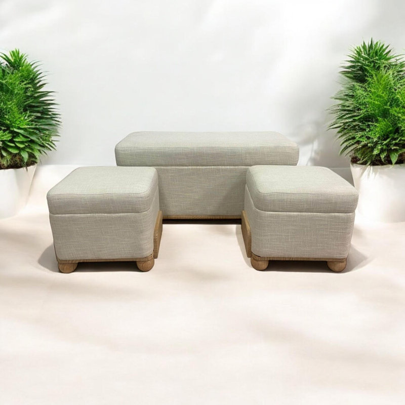 Persaus 93cm Wide Rectangle Solid Colour Standard Ottoman with Storage