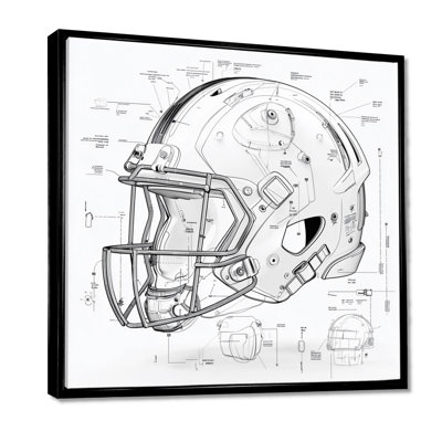 Football Helmet Blueprints II - Football Wall Art