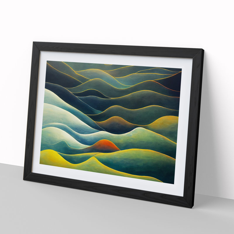 Spirited Abstract Mountains - Framed Print, Black, 25cm H x 34cm W x 2cm D