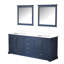 Meuble-lavabo 80 po avec comptoir en quartz 80 po - bleu et miroir, teinté et rayé, 2 armoires 6 tiroirs double 80 x 22 po, comptoir blanc, fermeture en douceur, poignées-883117252