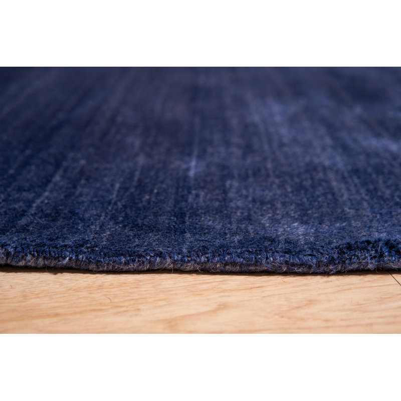 Tapis bleu marine noué à la main, Rectangle 8 pi x 10 pi