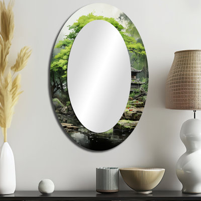 Japon Bonsai Serenity I - miroir décoratif ovale en métal