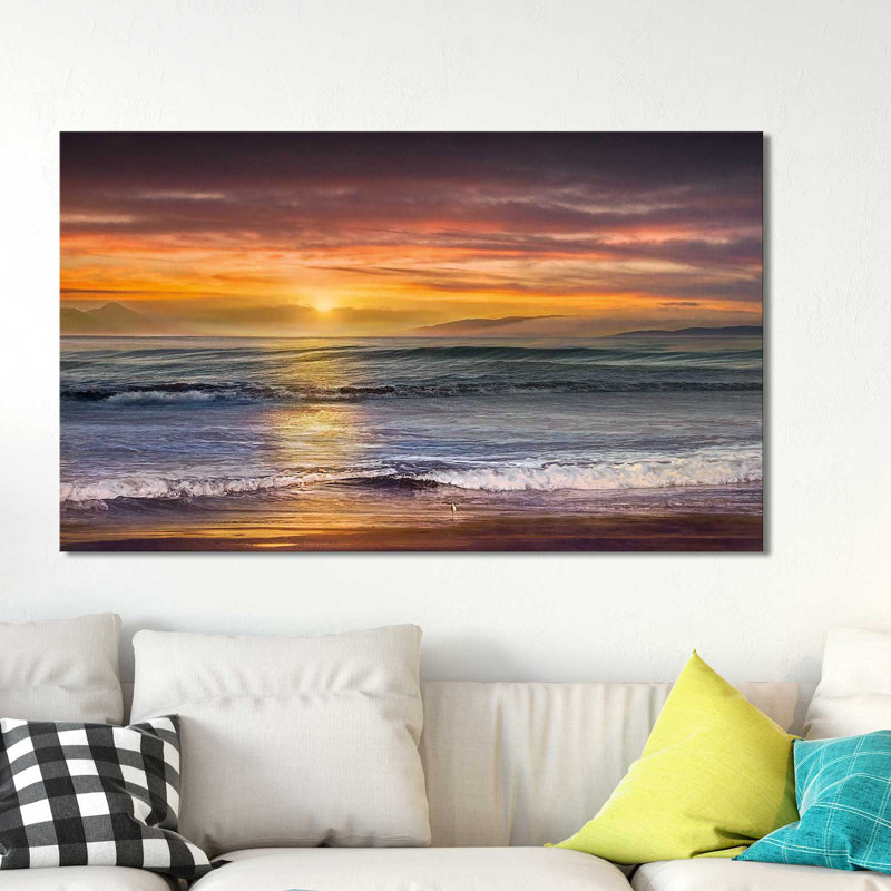 «Sundown Descanso Beach», reproduction d'impression sur toile, H 18 po x l 30 po x P 1 po, Toile tendue