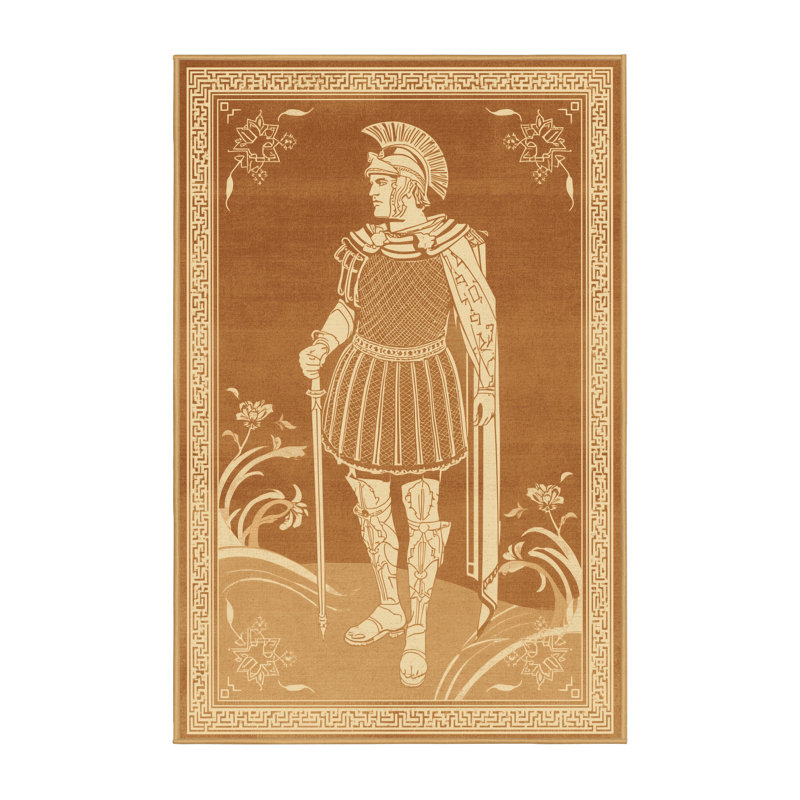 Tapis oriental traditionnel lavable à la machine en brun Warleigh - reliure brun clair, 7 x 10
