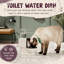 Gamelle d'eau en céramique en forme de toilette pour chiens et chats, conçue pour contenir une bouteille de 2 litres.
