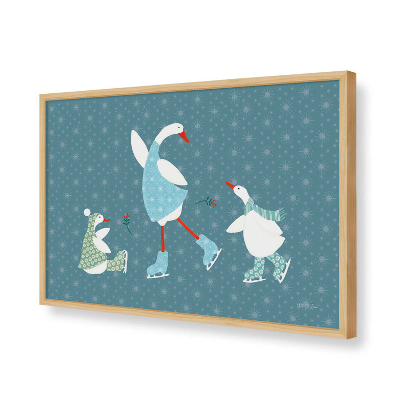 «Ducks in the Snow VI» par Yvette St. Amant, reproduction d'art, H 12 po x l 18 po, Tanné