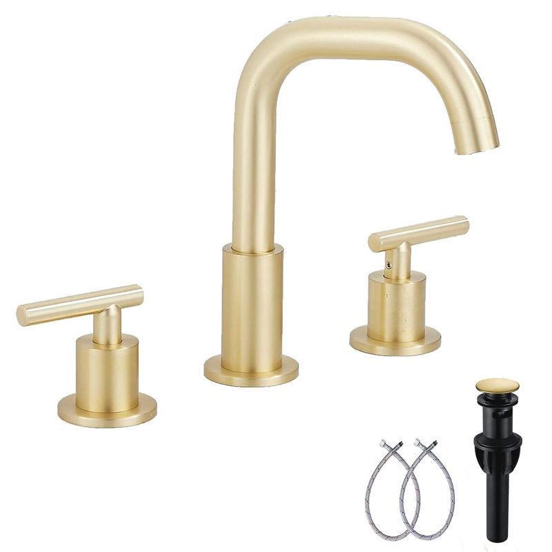 2-handle Bathroom Faucet with Drain Assembly, Brushed Gold
