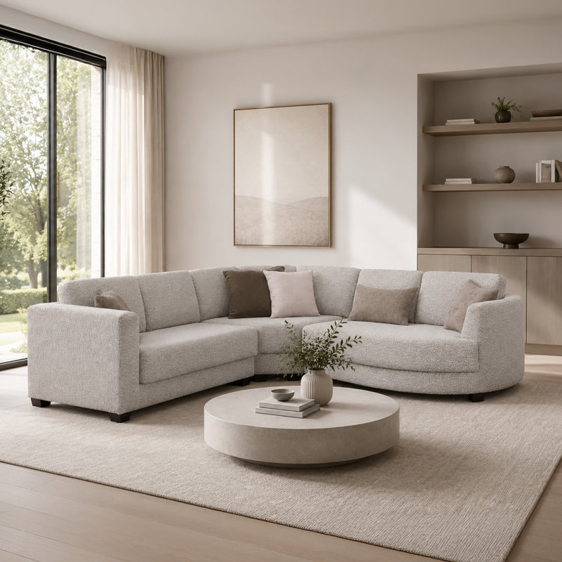 Canapé modulaire en tissu Tuzla, naturel, Right Hand Facing