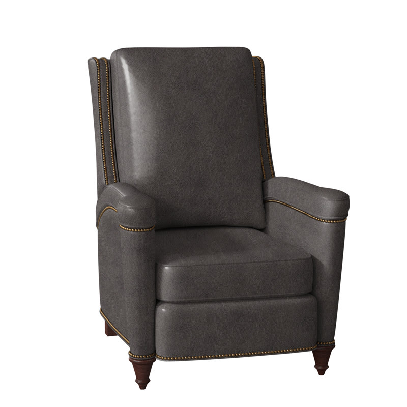 Fauteuil inclinable Mayes, Cuir véritable Fumo Aline, Acajou, Naturel français