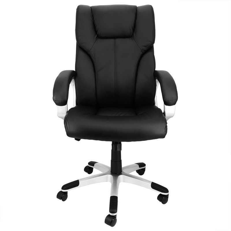  Chaise de bureau réglable en similicuir à haut dossier avec base noire et grise