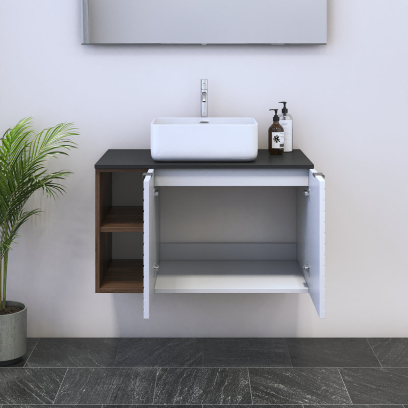 Ensemble de meuble-lavabo simple 31,5 po avec plateau Karaya, Noir