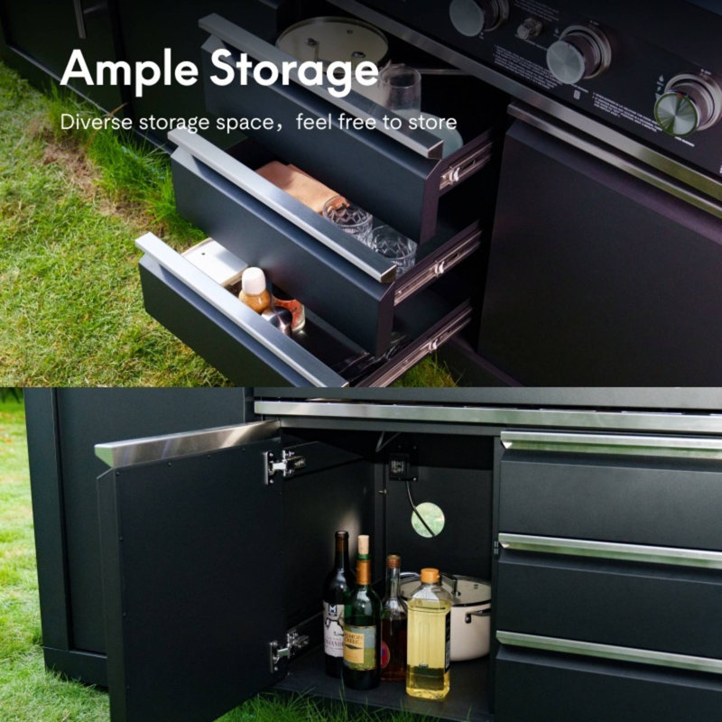 Barbecue au gaz modulaire d'extérieur 85 600 BTU avec plateau à charbon et roues Akoah