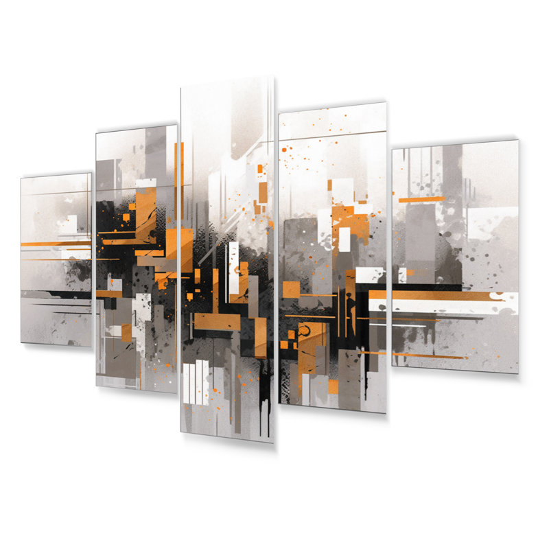 Rayures orange gris audacieux 5 pièces