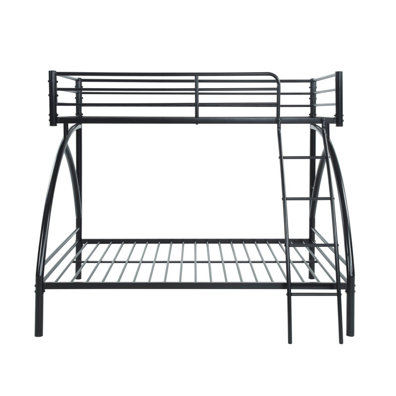 Lit superposé simple à structure noire en métal, lit pour jeunes, mobilier de chambre pour jeunes, assemblage facile