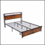 Base de lit plateforme moderne en métal avec tête de lit en bois, pied de lit, station de charge USB et éclairage DEL-1072695209