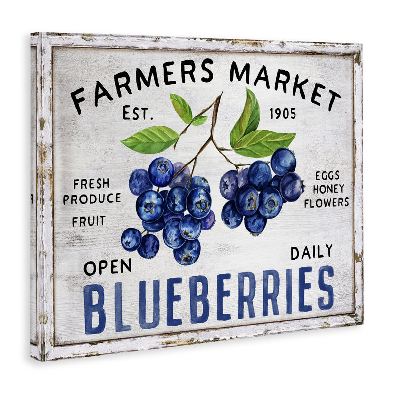 «Farmers Market Blueberries», art mural sur toile par Creatif Belle bp-570_CN, H 36 po x l 48 po