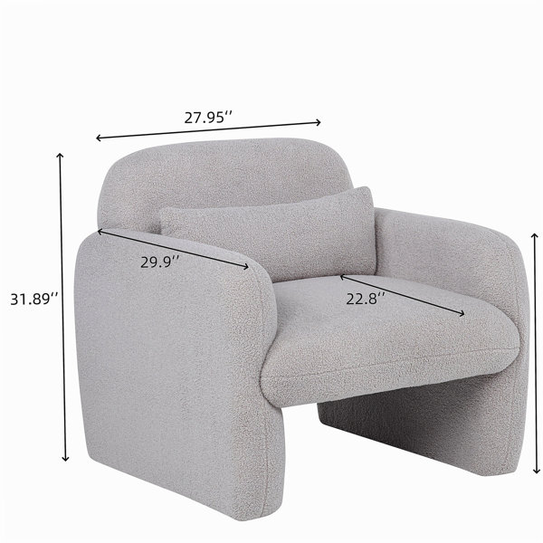 Ebern Designs Fashionable simple teddy velvet single sofa chair with ...