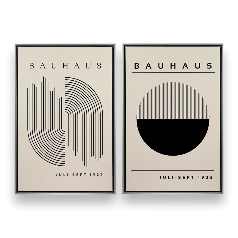 Ensemble de 2 bauhaus modernes modernes, H 19 po x l 26 po, Cadre flottant, Polished Chrome